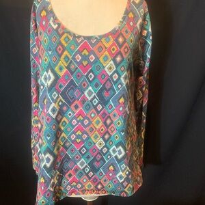 LuLaRoe Multicolor Diamond Print Long Sleeve Top